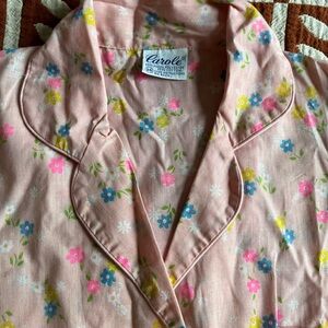 Vintage Carole pink floral pajama set- shirt and pants